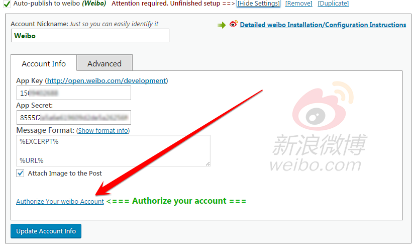Setup/Installation: Weibo – Social Networks Auto-Poster ... Setup/Installation: Weibo – Social Networks Auto-Poster ... - 824 x 499 png 69kB